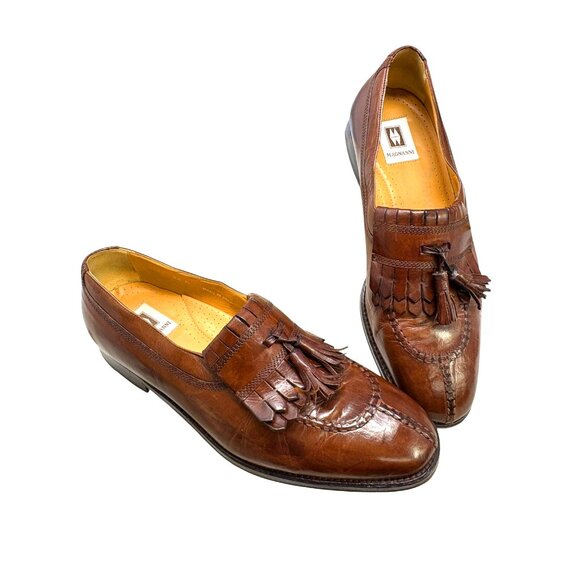 Magnanni Brown Leather Kiltie Tassel Split Toe Dress Loafer Shoes - Picture 6 of 10
